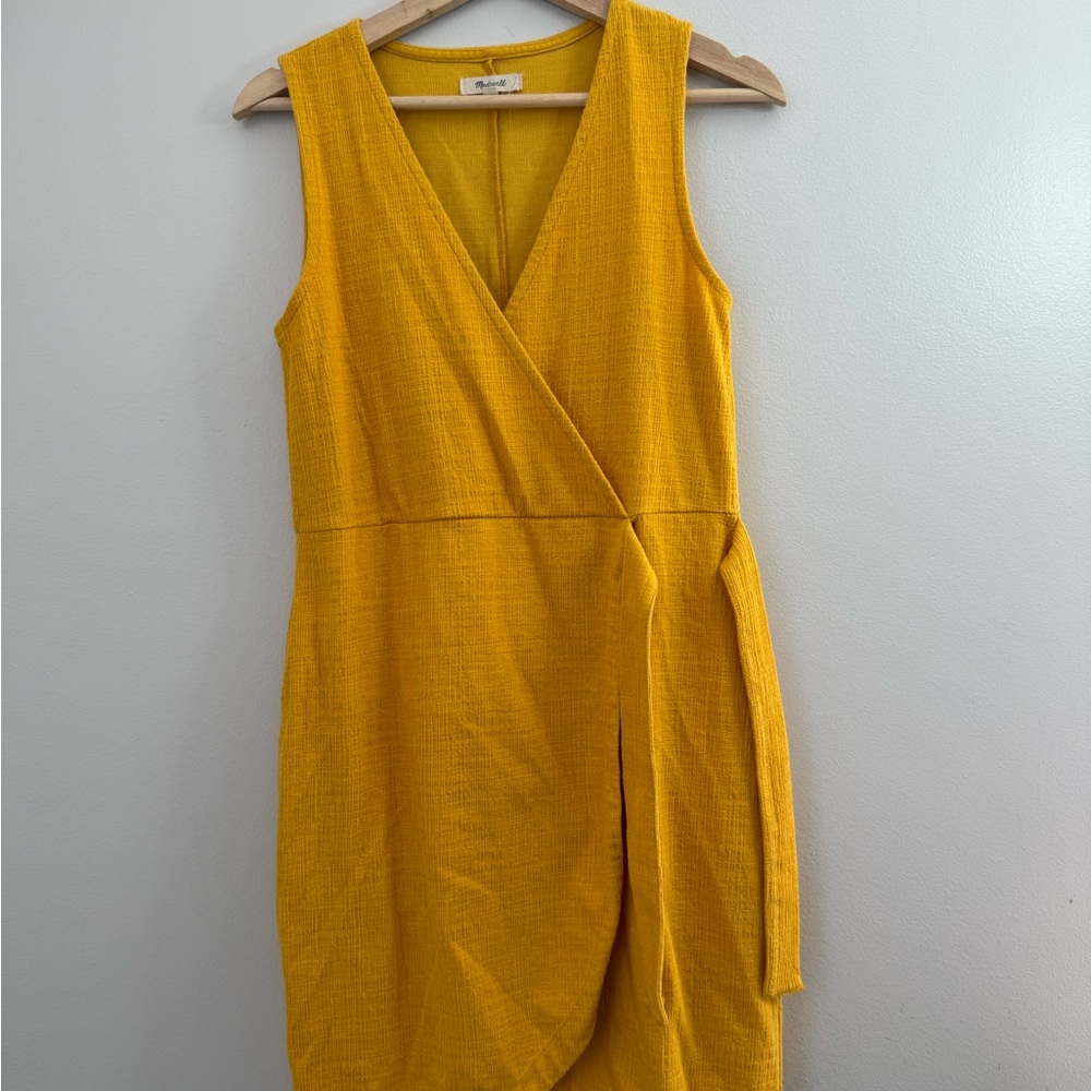 Madewell Asymmetrical Yellow Wrap Dress